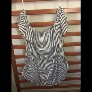 Eden and Olivia black and white off shoulder top